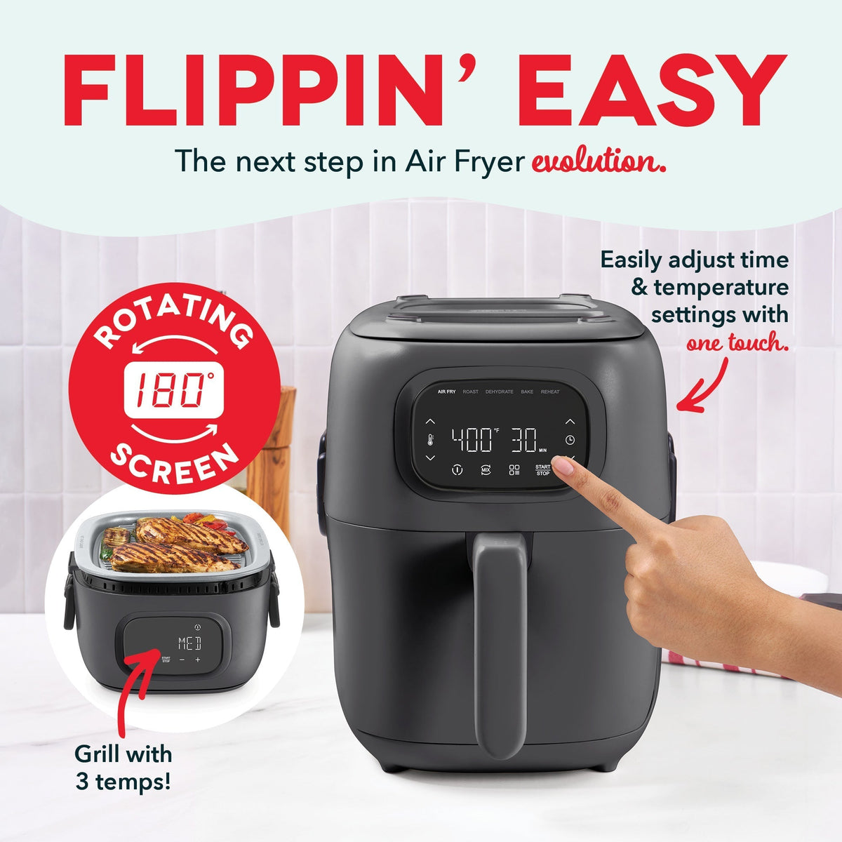 Flip & Fry Digital 2-in-1 Grill + Air Fryer