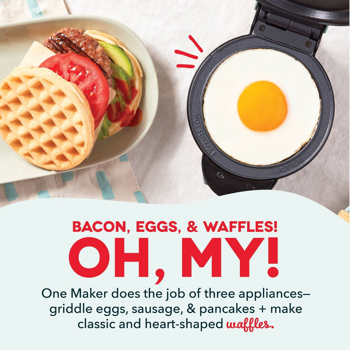 MultiMaker Mini System with Removable Plates: Waffle & Griddle